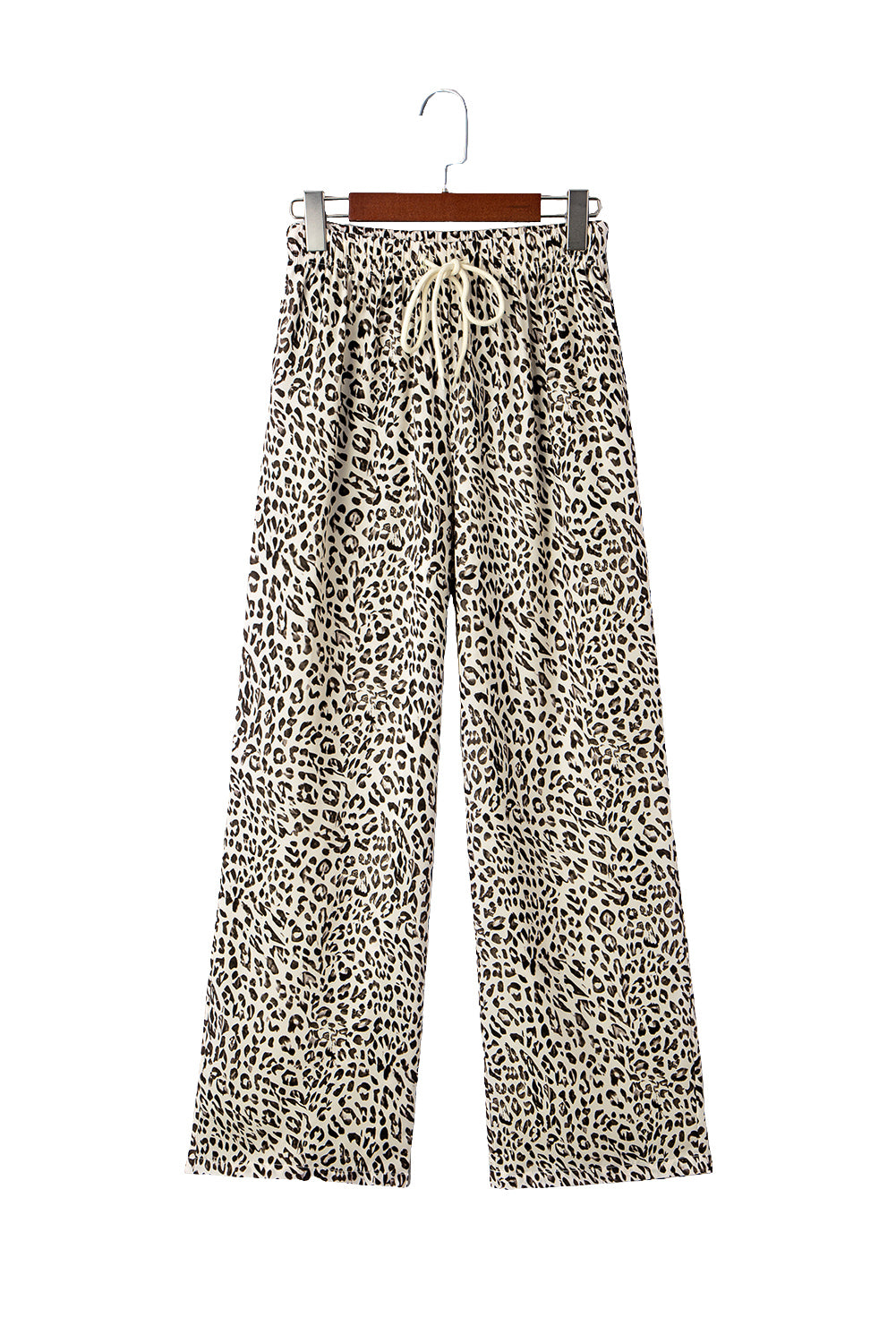 Khaki Leopard Drawstring Loose Pants