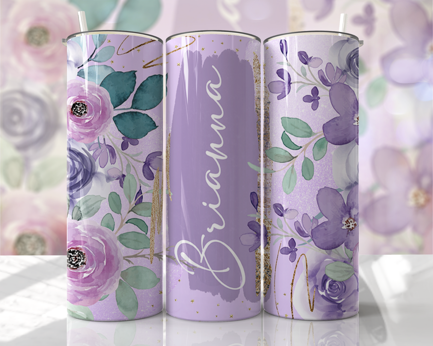 Purple Flowers 20oz Tumbler