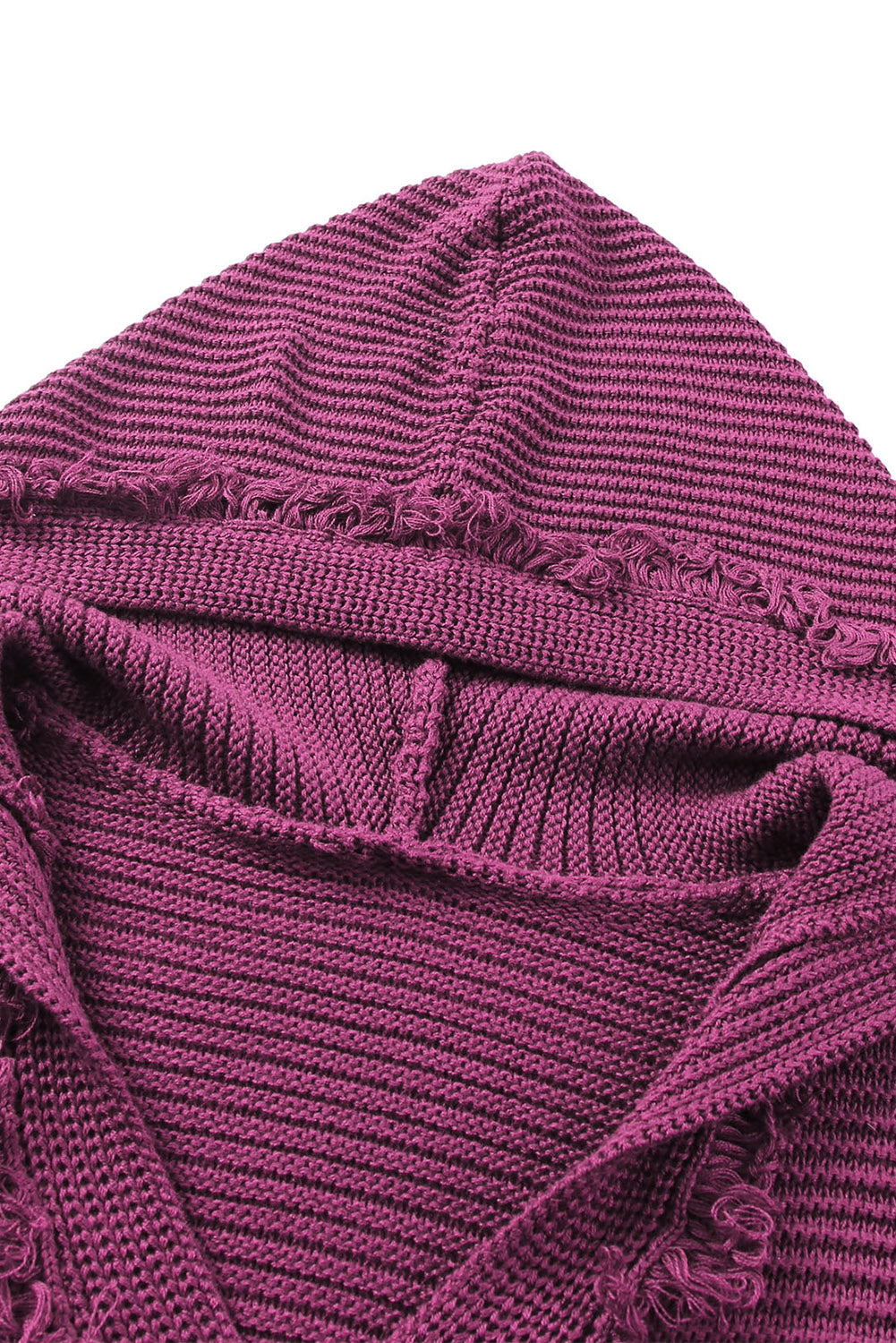Purple Split V Neck Pullover Hooded Sweater