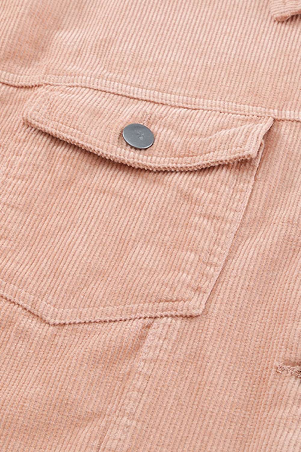 Pink Corduroy Pocket Buttoned Jacket
