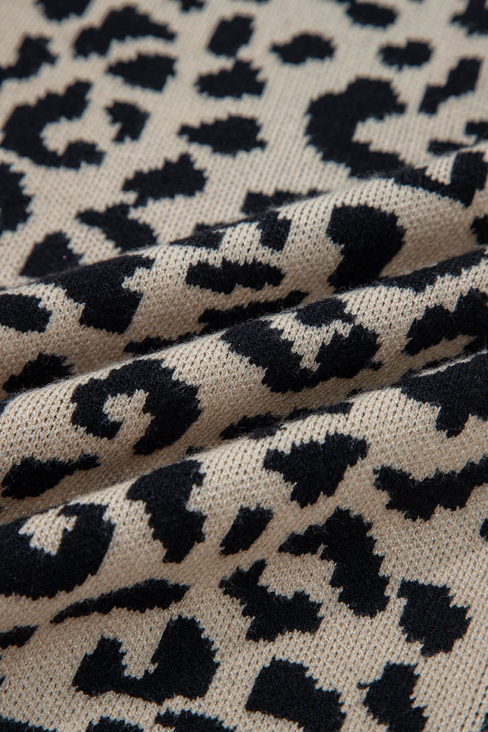 Black Leopard Drop Shoulder Knitted Cardigan