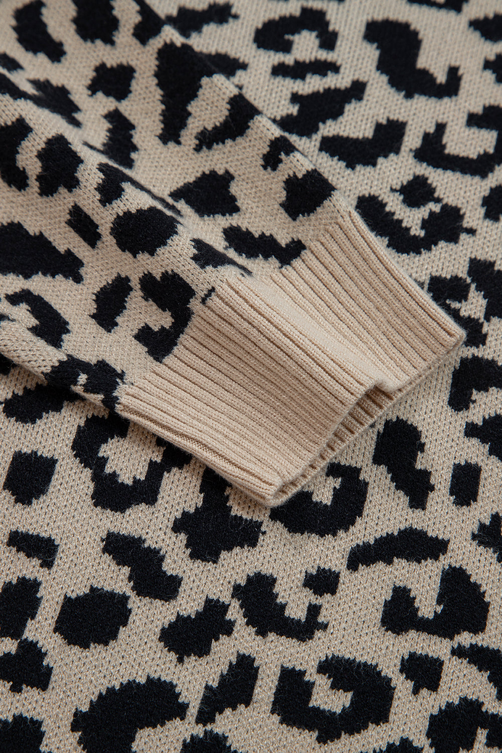 Black Leopard Drop Shoulder Knitted Cardigan