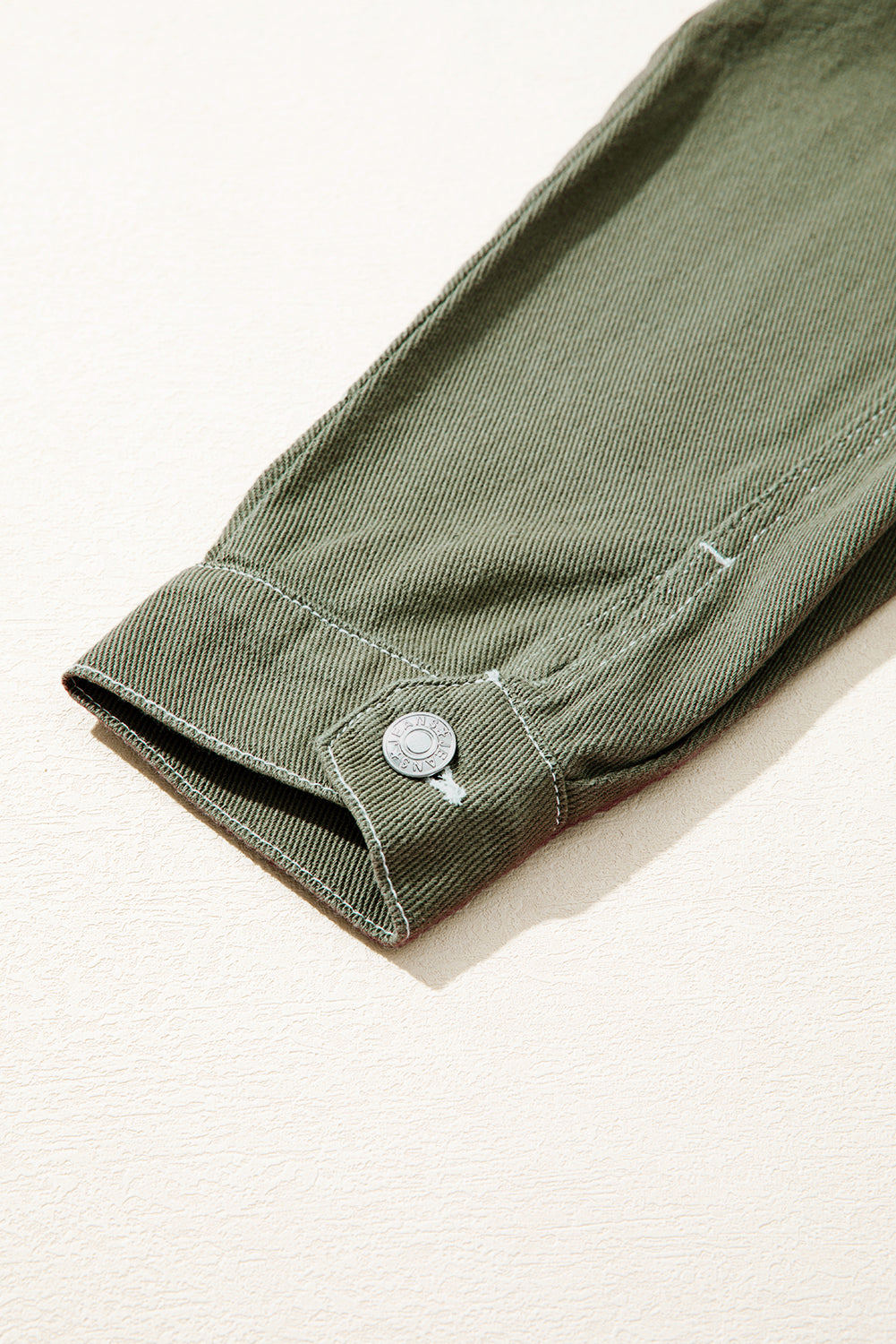Smoke Green Pocket Collared Button Front Denim Jacket