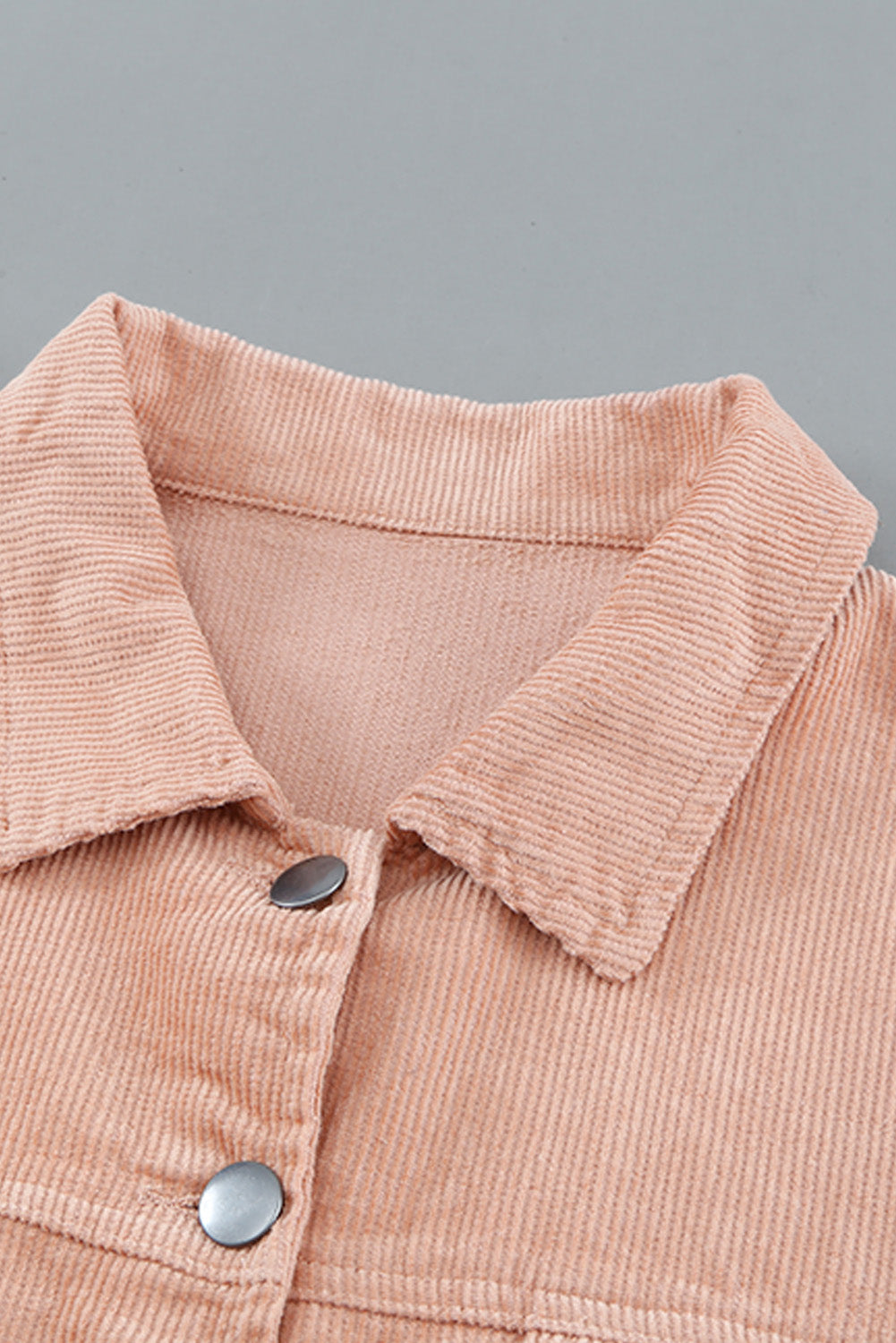 Pink Corduroy Pocket Buttoned Jacket