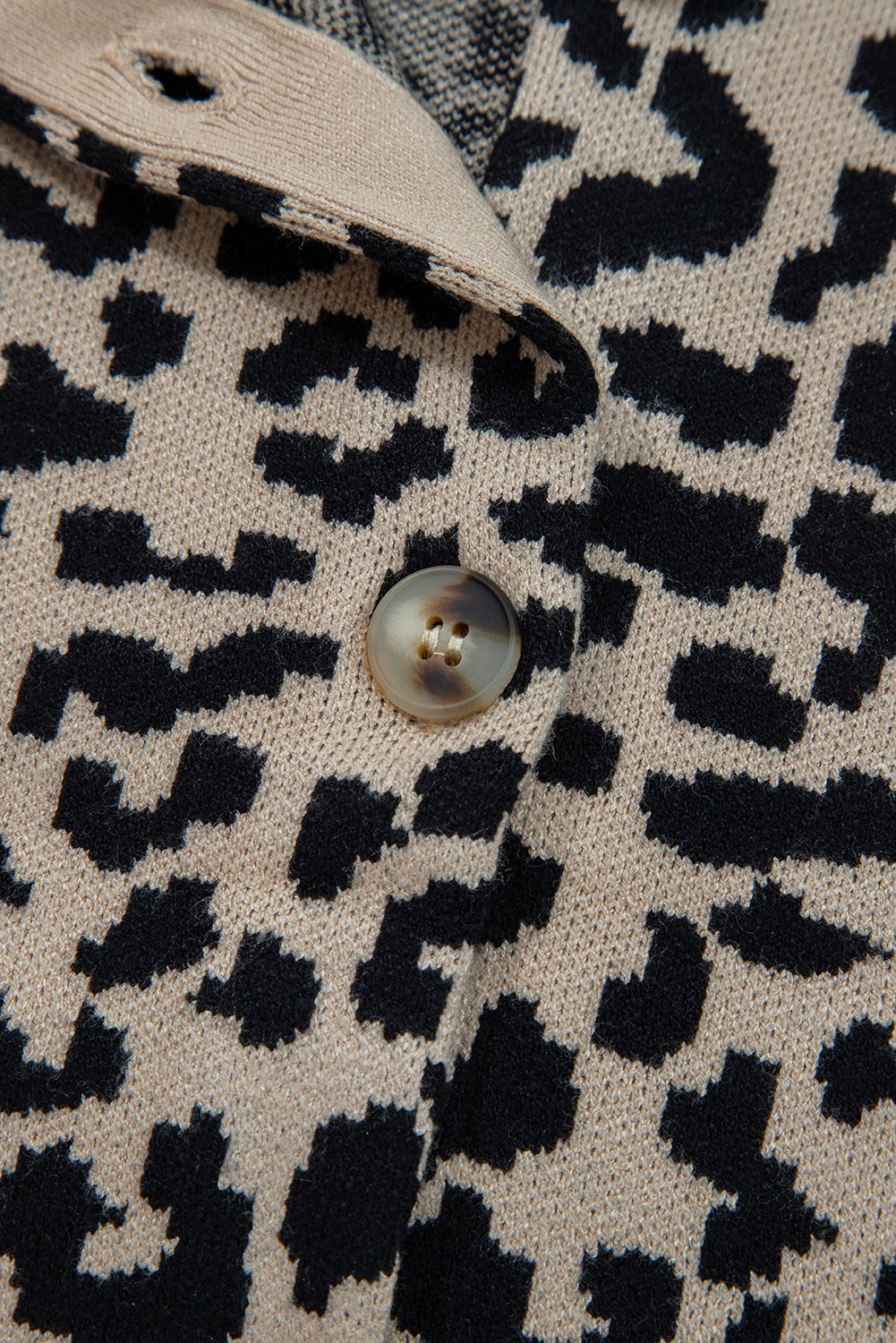 Black Leopard Drop Shoulder Knitted Cardigan