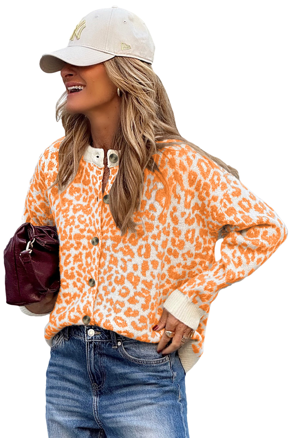 Black Leopard Drop Shoulder Knitted Cardigan