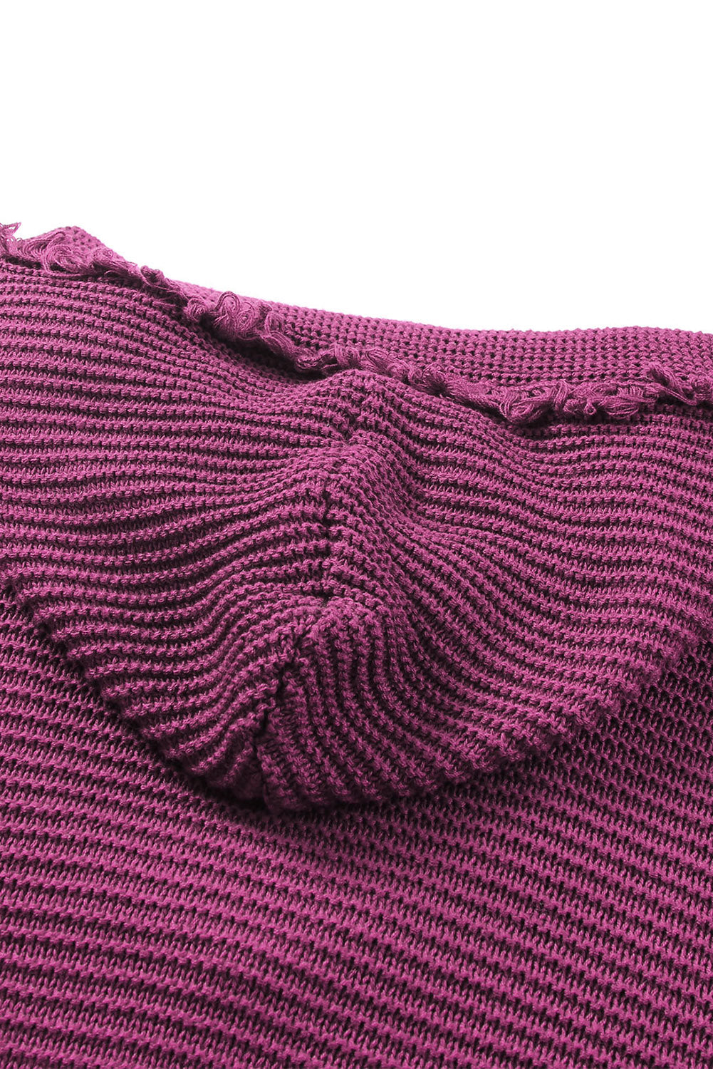 Purple Split V Neck Pullover Hooded Sweater